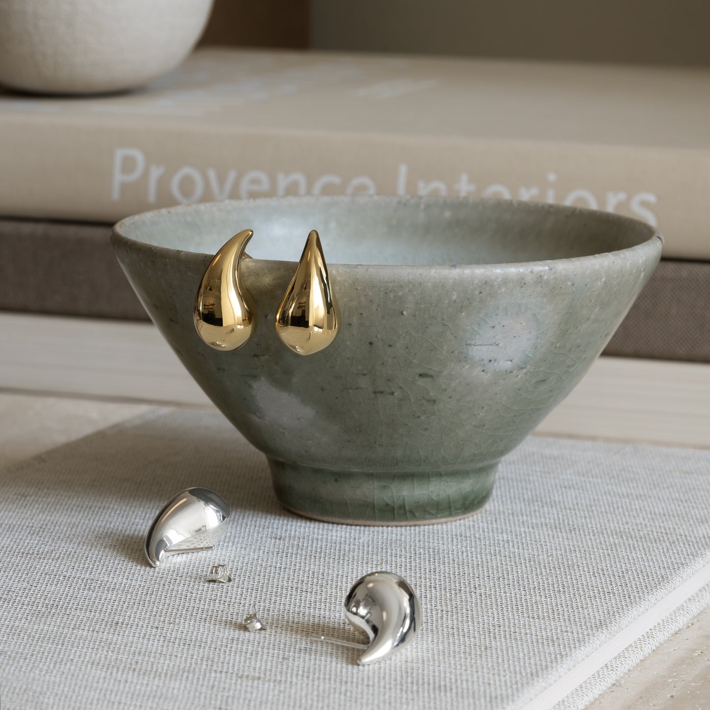 ear studs earrings silver sterling silver goldplated chunky drop shape øreringe ørestik guldbelagt sølv bold statement