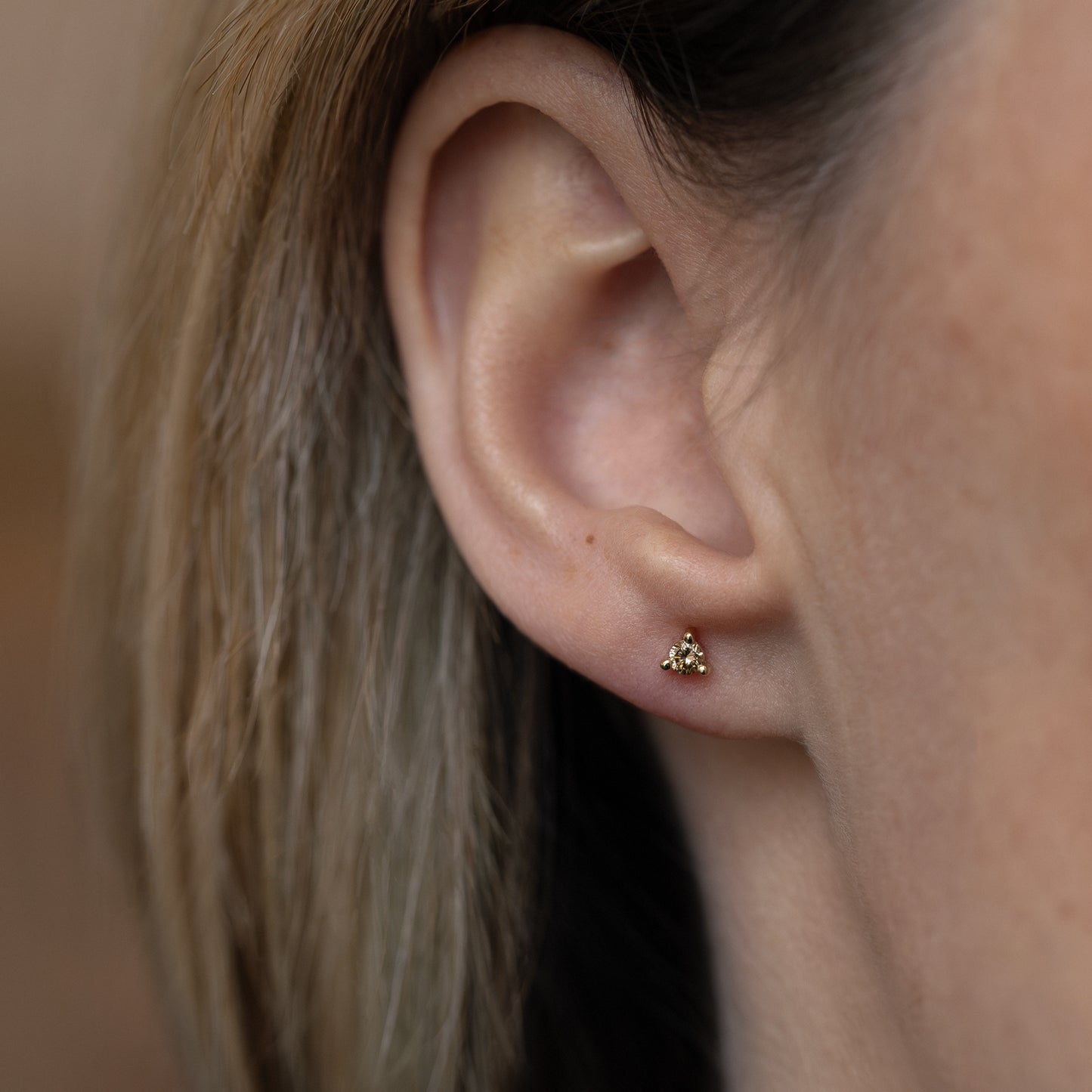 Franca ear studs earring øreringe ørestikker 375 guld solid gold polished feminine feminin  classic klassisk simple simpel modern timeless tidløs champagne diamond diamant handcraftedcph handcrafted jewelry copenhagen handmade danish design contemporary