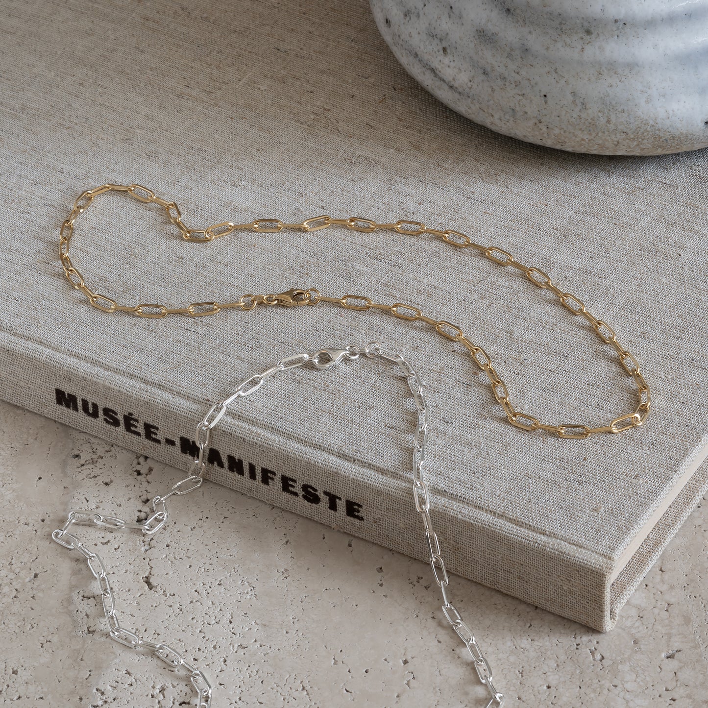 necklace halskæde forgyldt gold plated sølv silver linkchain link chain men design minimalistisk classic minimal