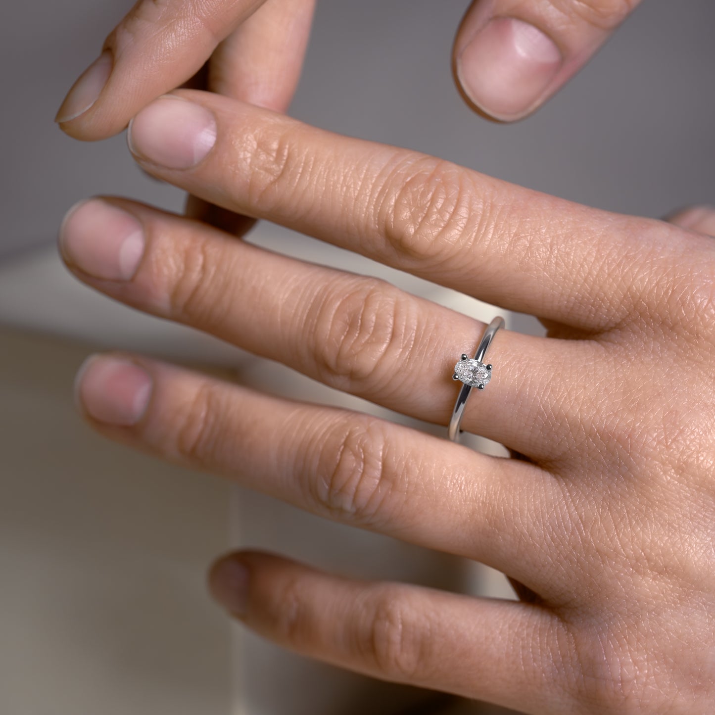 Oval Solitaire Diamond Ring - 14k - Made to Order