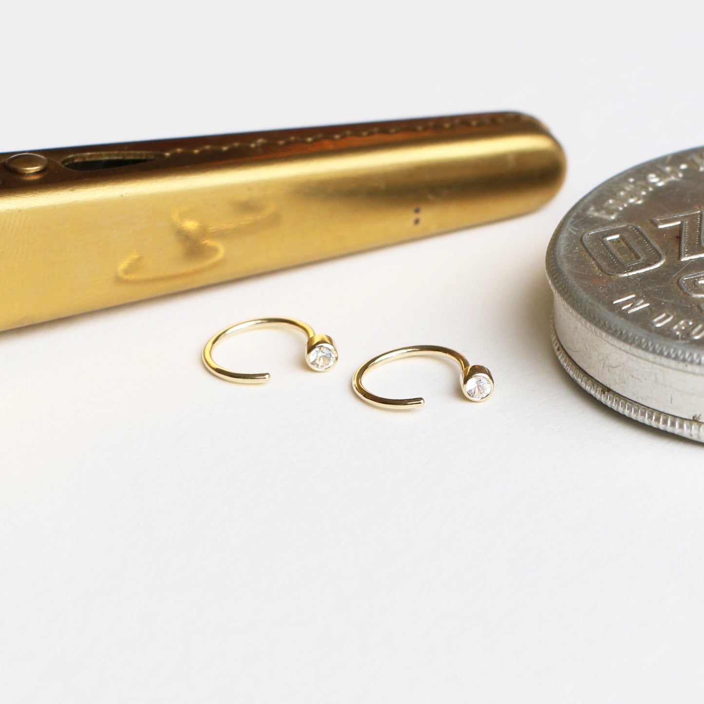 Cut Hoops - White Moissanite - 9k