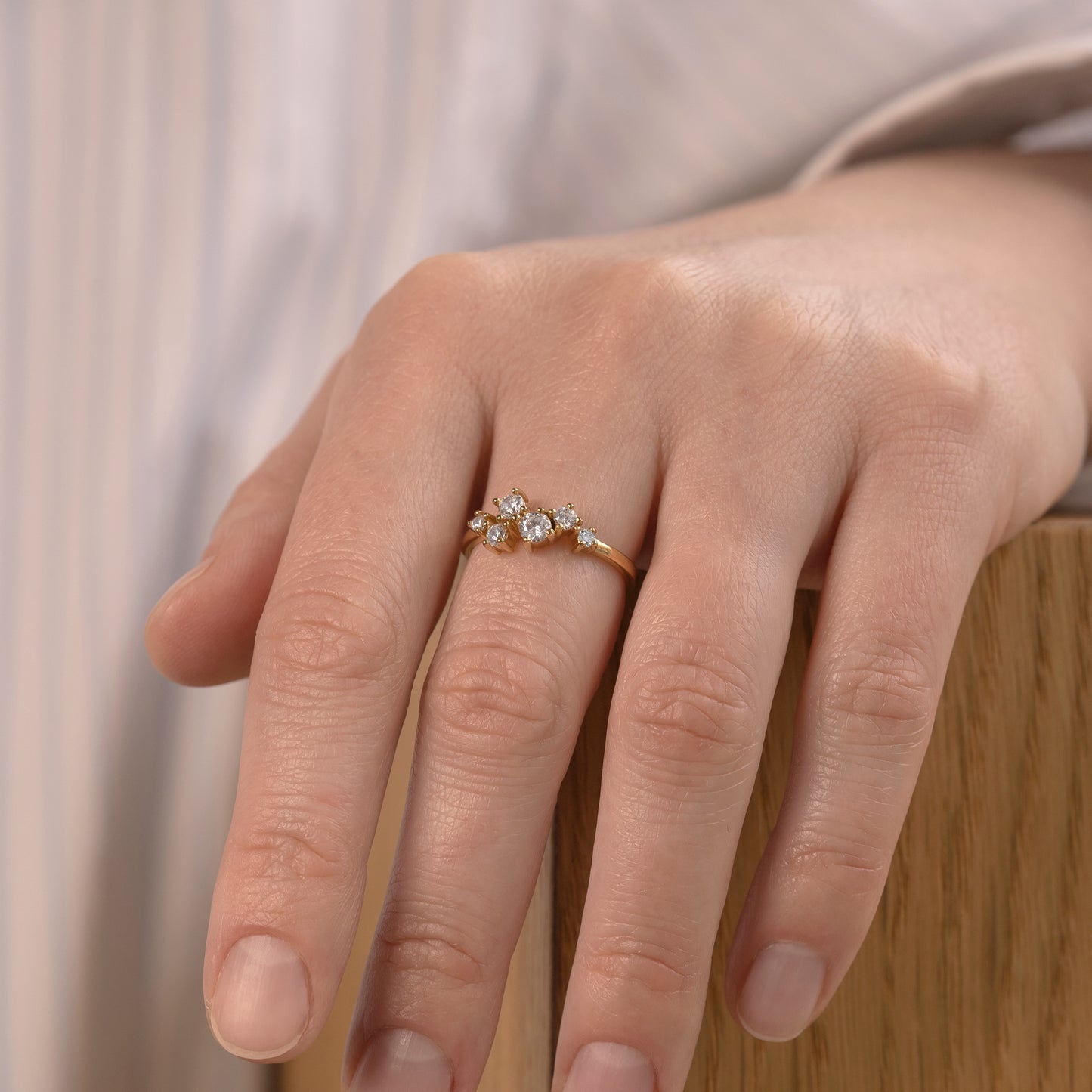 Ellie Cluster Ring 925 Sterling silver 18k gold plated forgyldt sølv zircon crystal krystal Danish design HandcraftedCPH handcrafted Copenhagen handmade classic timesless engagement