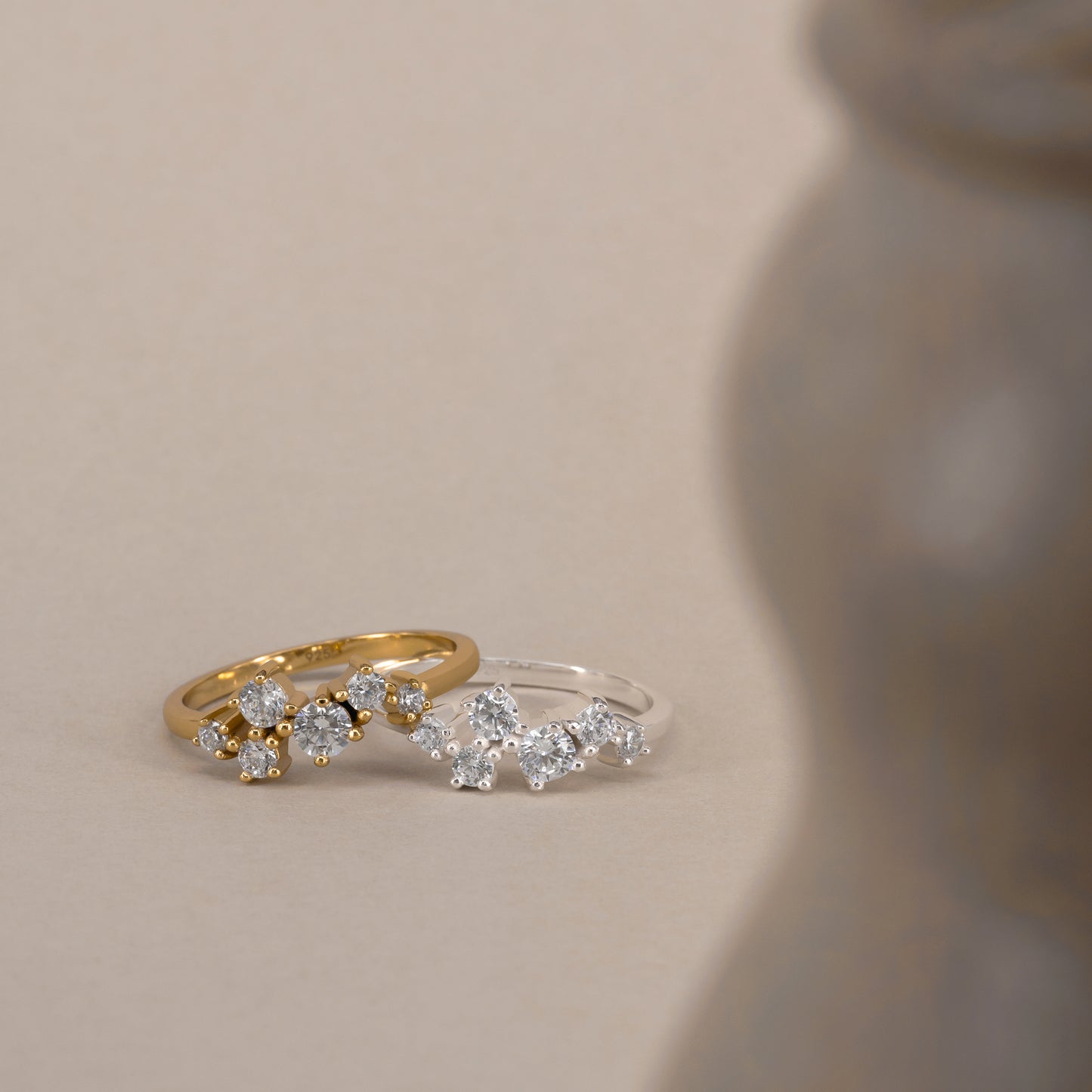 Ellie Cluster Ring 925 Sterling silver 18k gold plated forgyldt sølv zircon crystal krystal Danish design HandcraftedCPH handcrafted Copenhagen handmade classic timesless engagement