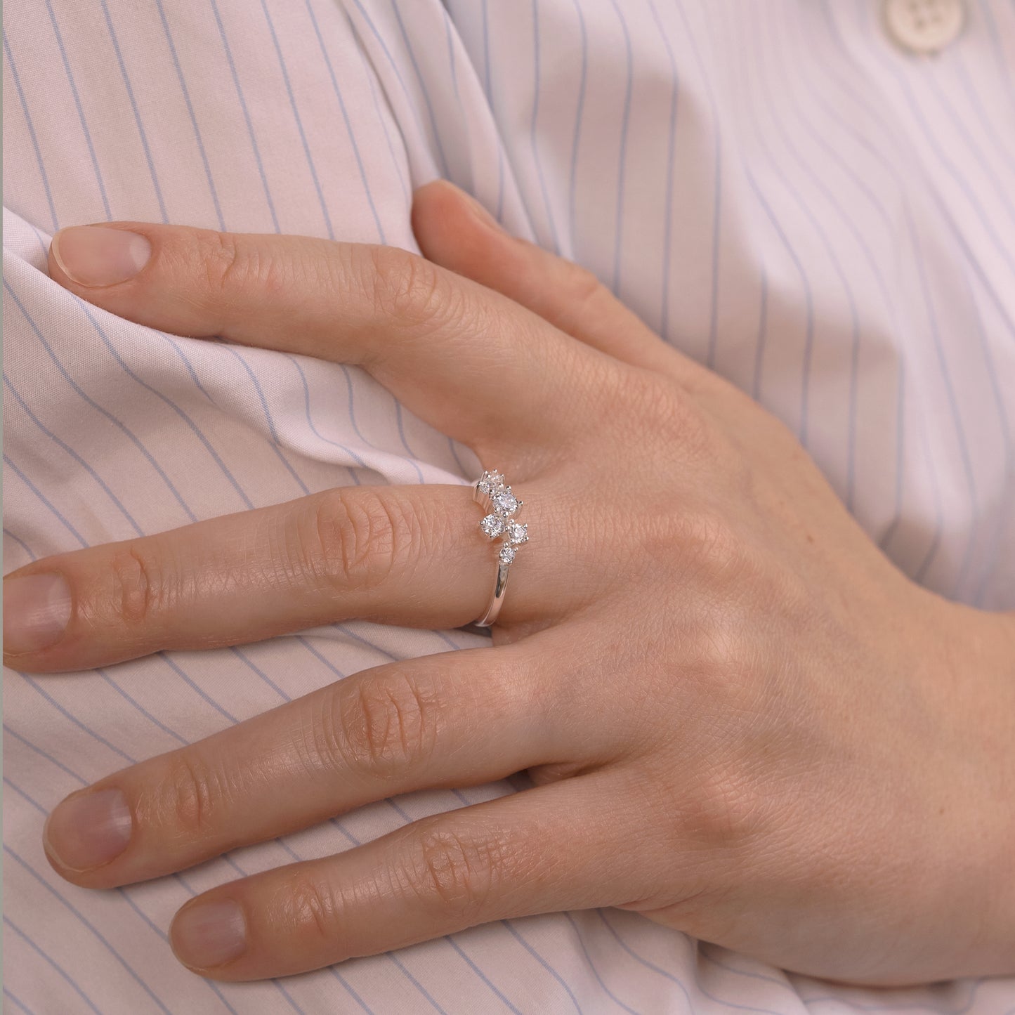 Ellie Cluster Ring 925 Sterling silver 18k gold plated forgyldt sølv zircon crystal krystal Danish design HandcraftedCPH handcrafted Copenhagen handmade classic timesless engagement