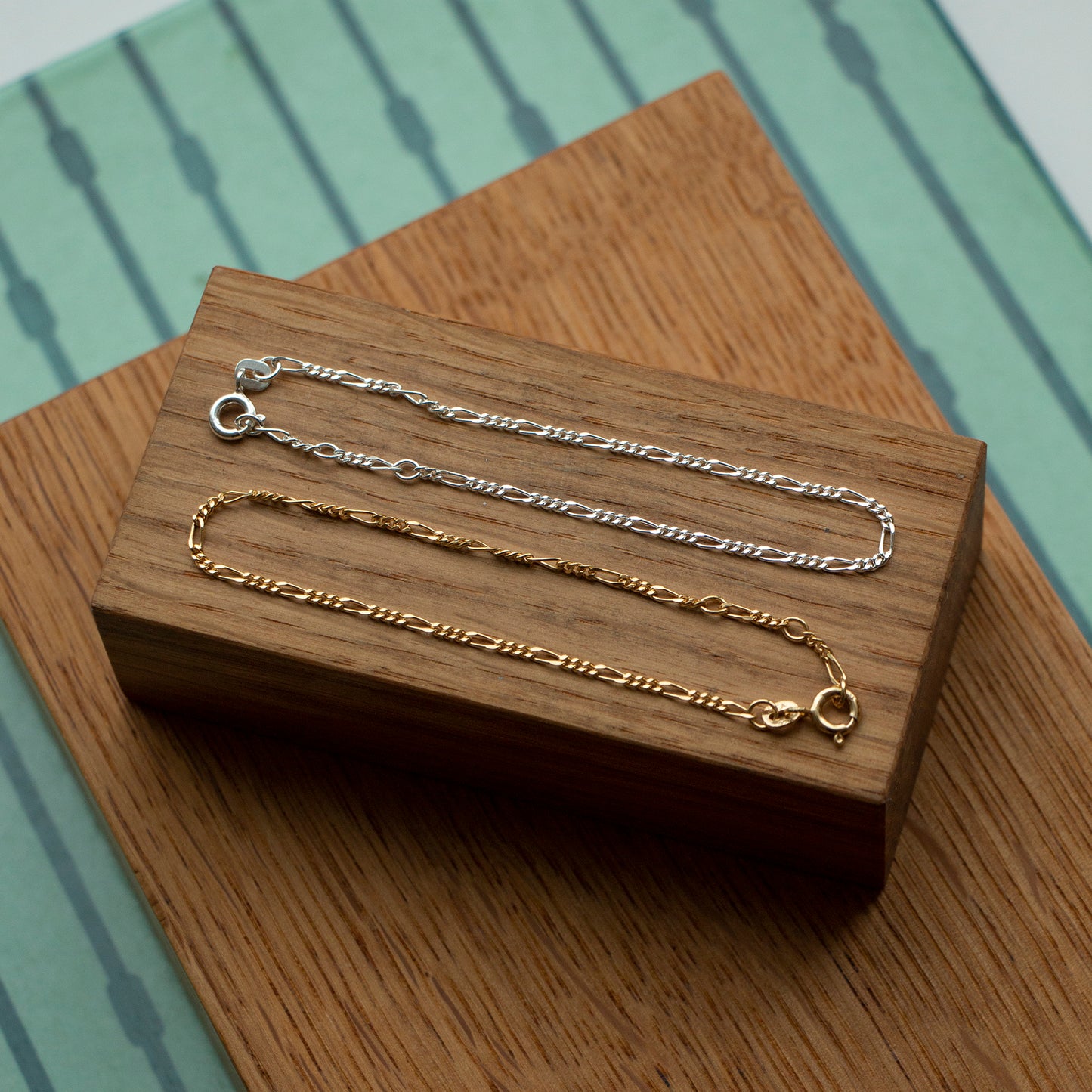 Figaro bracelet armbånd handcraftedcph 18k gold plated 925 sterling silver adjustable bracelet one size figaro armbånd sølv 18k forgyldt classic copenhagen