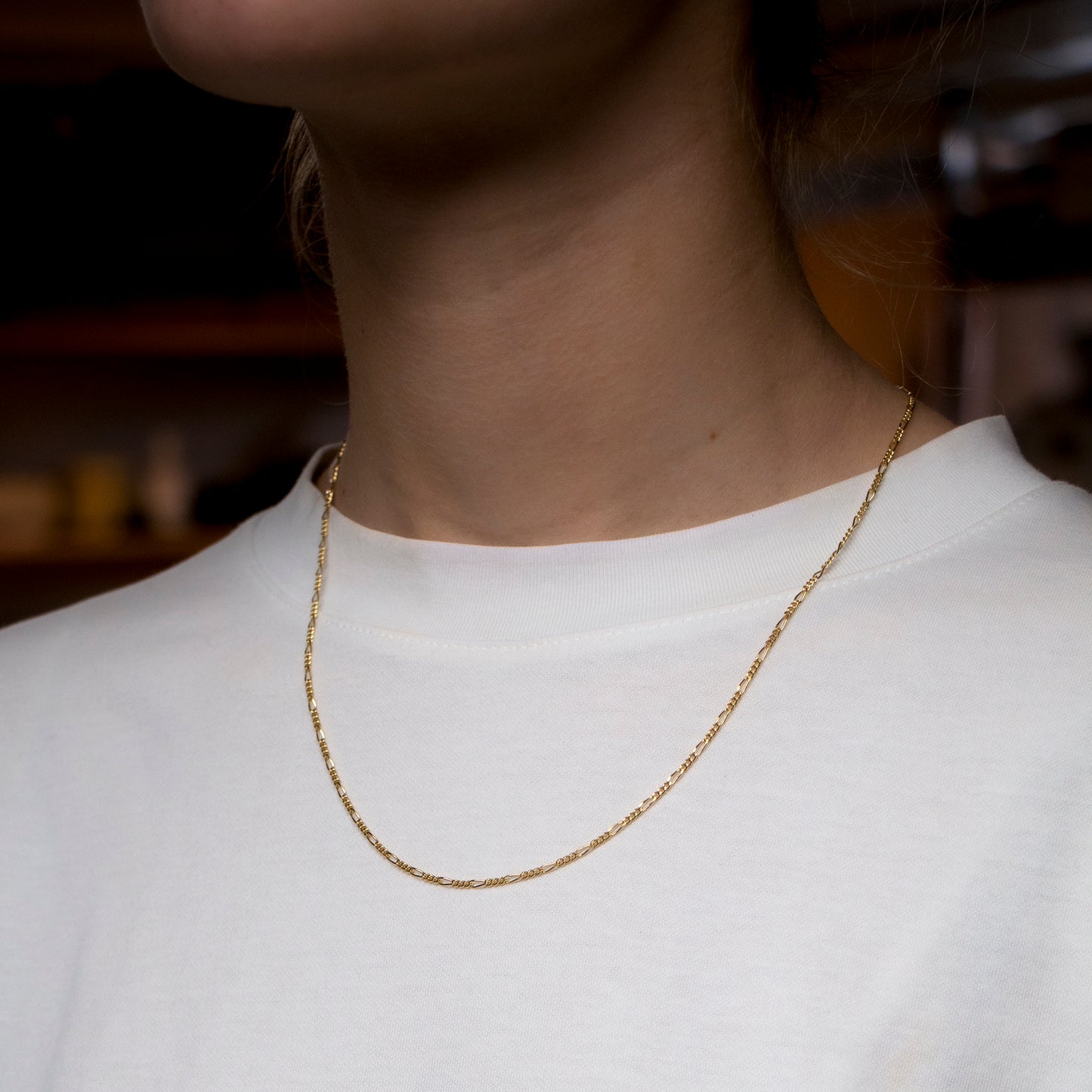 Figaro Necklace halskæde slim chain 925 sterling silver 18k gold plated forgyldt sølv handcrafted copenhagen handcraftedcph handmade simple