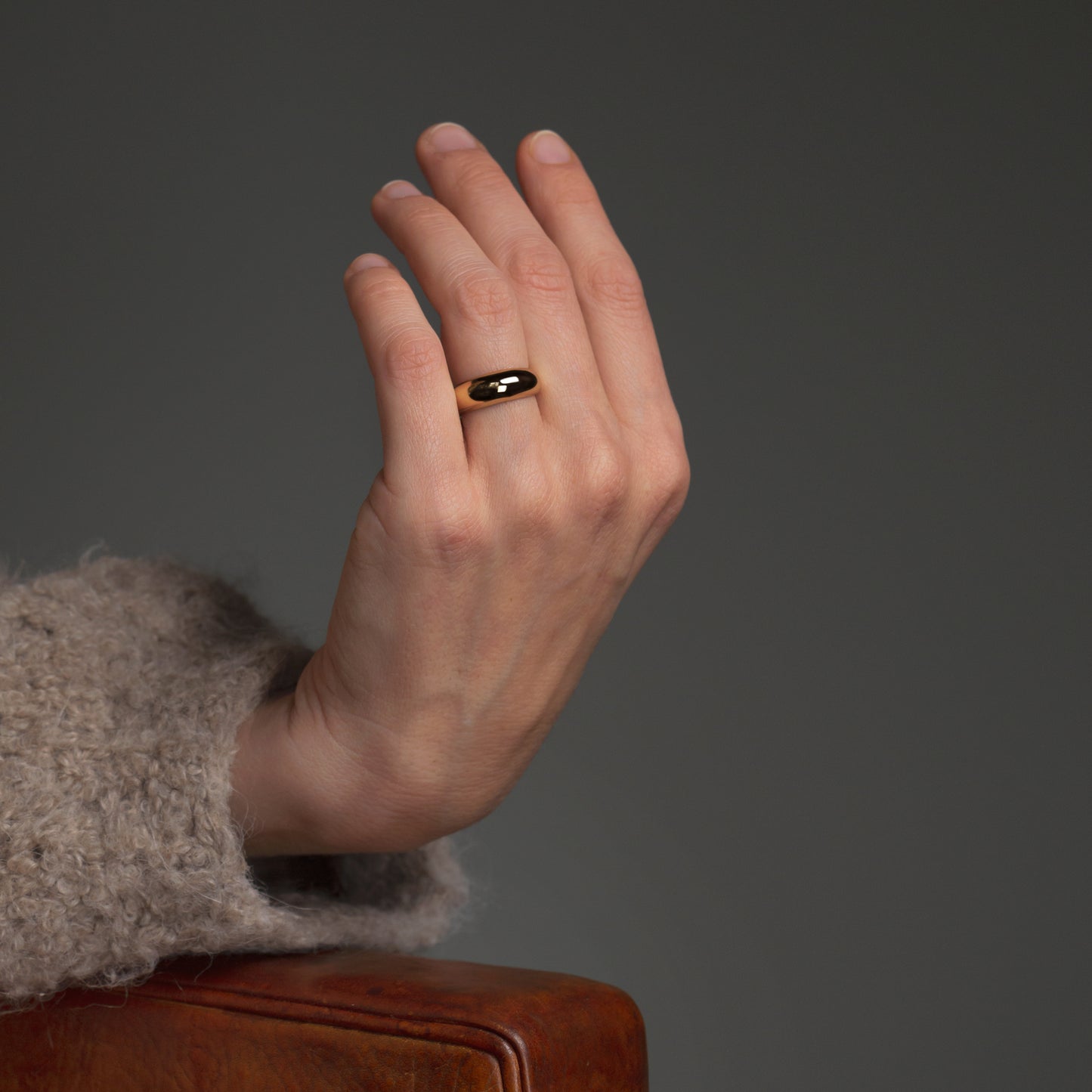 Holly ring handcraftedcph dome ring plain shiny polished sterling silver 18k gold plated sølv forgyldt chunky handmade danish design handcrafted