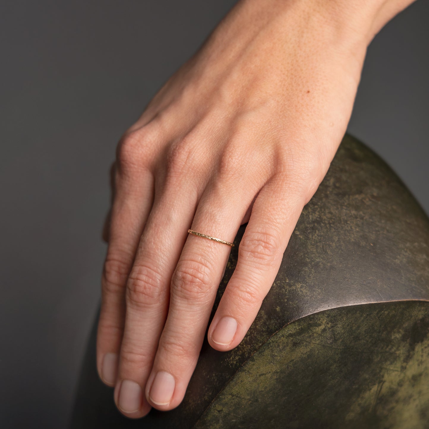 Mazy ring handcraftedcph organic texture slim stack ring handmade handcrafted made in denmark copenhagen guldring smal 14k gold 14kt guld