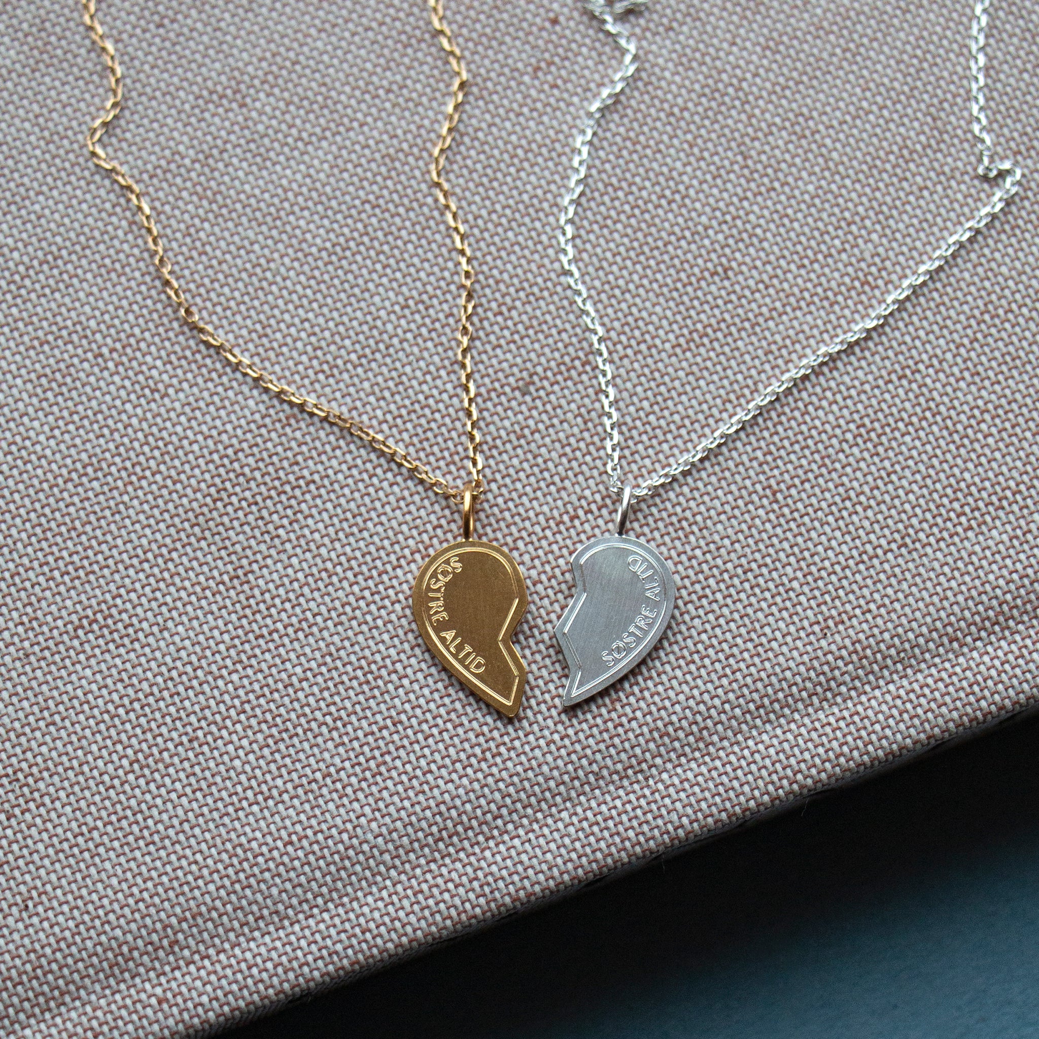 Two piece heart necklace for sale boyfriend and girlfriend