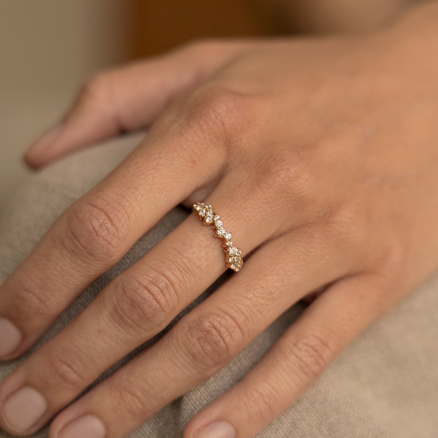 Yaiza Ring HandcraftedCPH jasmine 18k gold plated 925 sterling silver forgyldt sølv cluster crystal organic handmade handcrafted danish design copenhagen