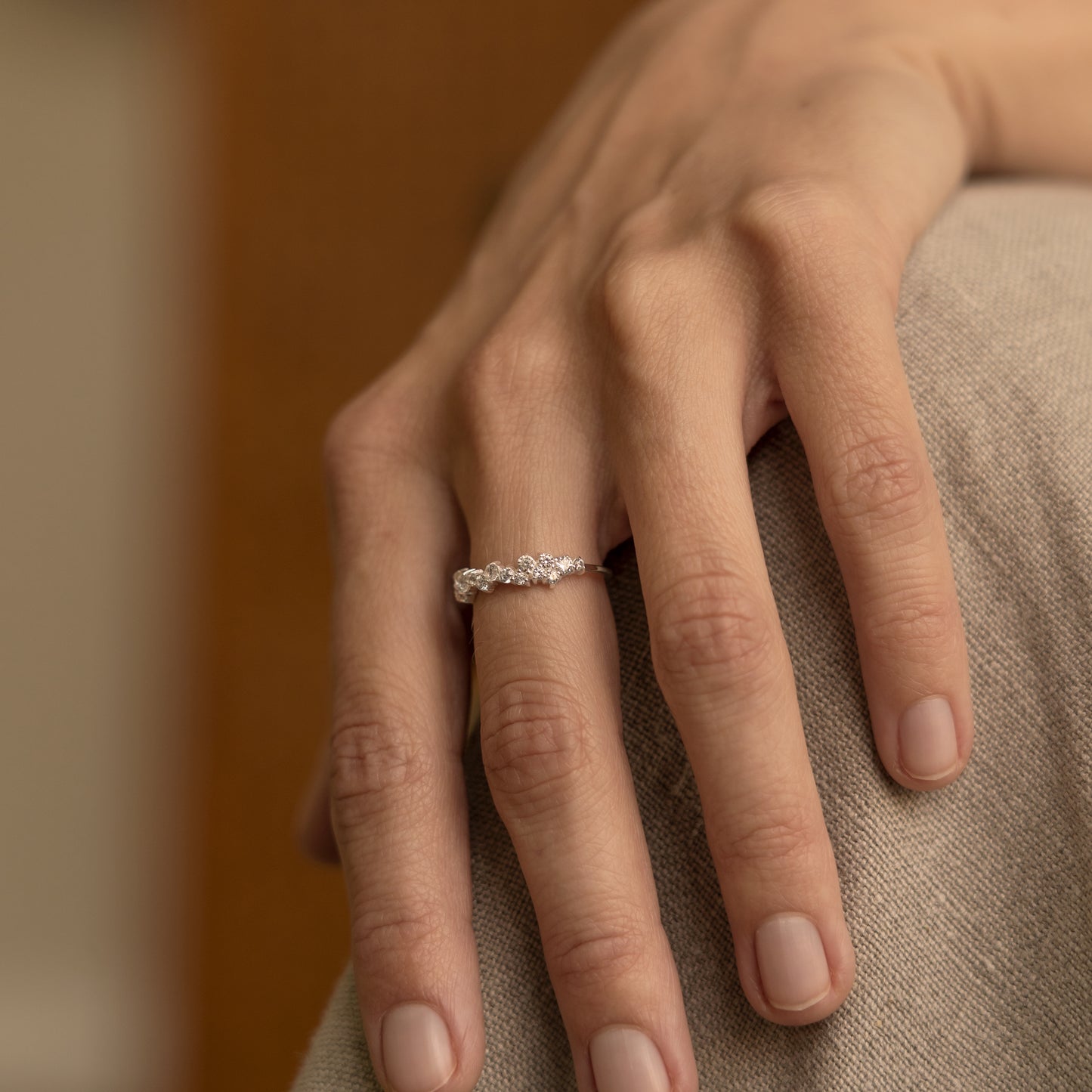 Yaiza Ring HandcraftedCPH jasmine 18k gold plated 925 sterling silver forgyldt sølv cluster crystal organic handmade handcrafted danish design copenhagen