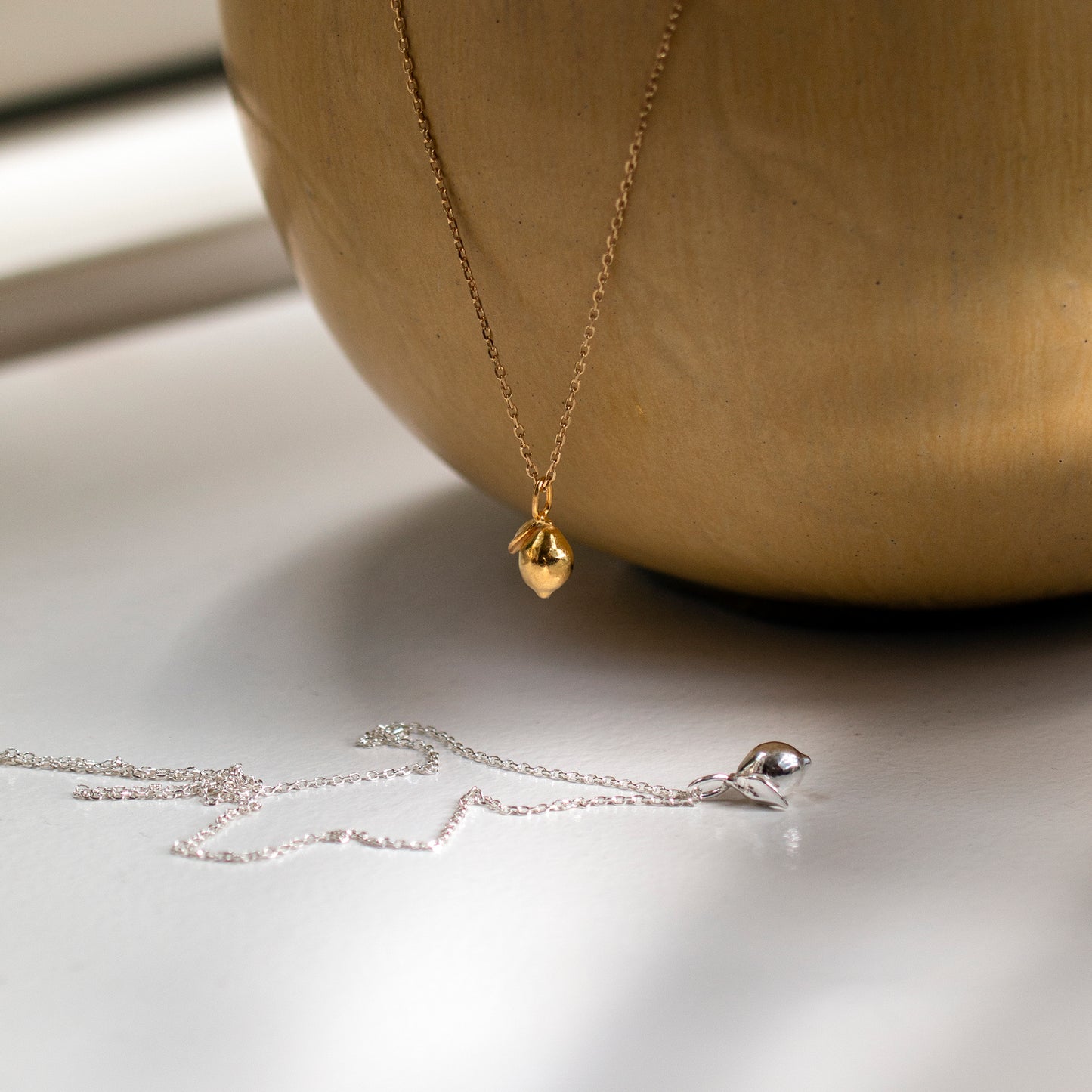 limone lemon pendant charm silver handmade cast heavy citron yellow silver 18k gold plated forgyldt sølv classic handcraftedcph