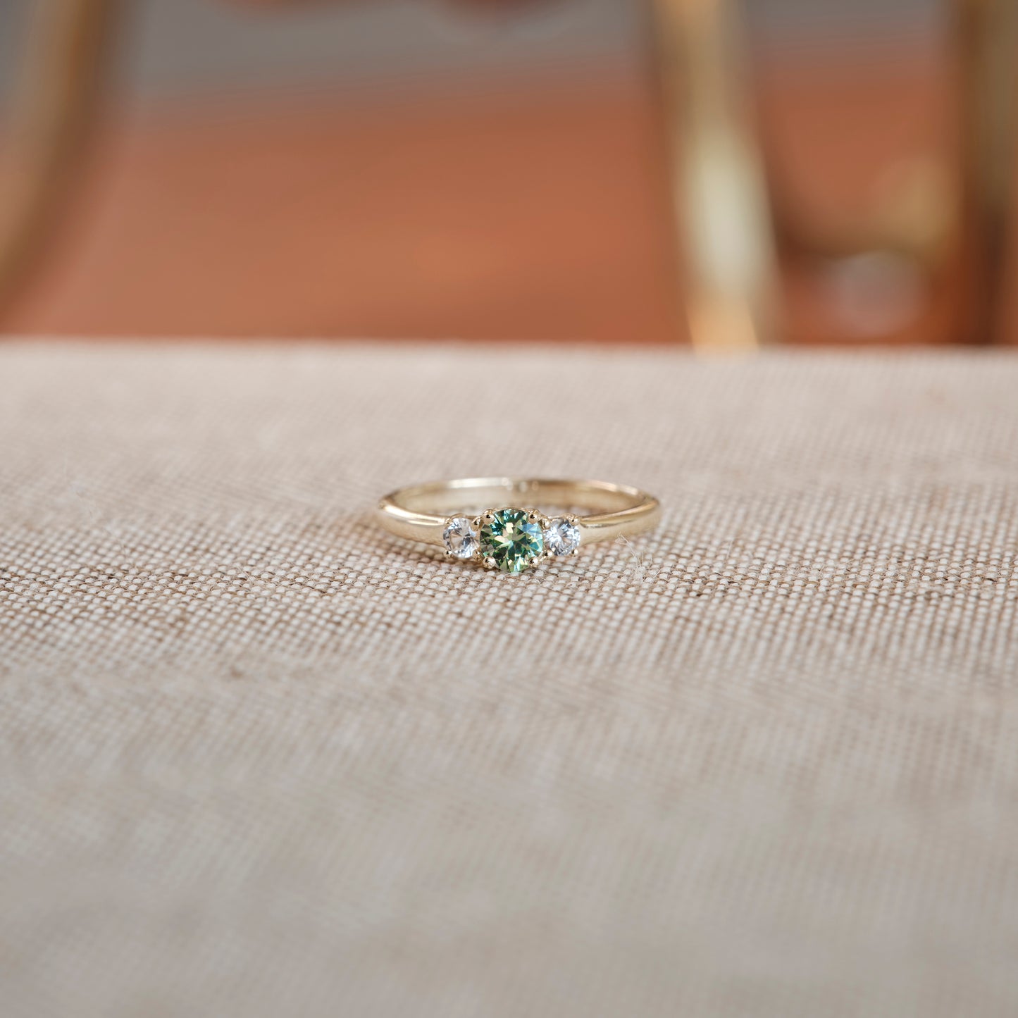 trilogy solid gold ring 9k massiv guldring safir white gren sapphire handcraftedcph danish design
