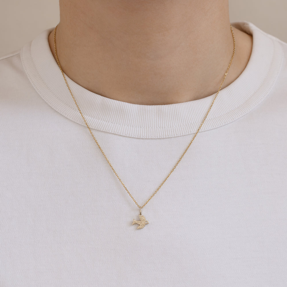 9k gold, 9k guld, charm, vedhæng, fugl, bird, diamanter, diamonds, classic, klassisk design, gift, gave 