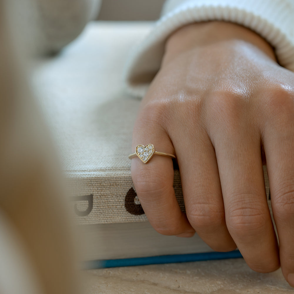 9k gold , 9k guld, ring, diamanter, diamonds, lab diamonds, heart, hjerteformet, hjerte ring, hjerte, cute, gift, giftidea, gave, gaveide 