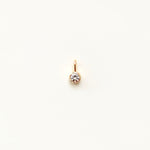 claire charm pendant solid gold white sapphire bezel set with cable diamond cut chain