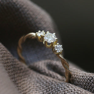 Swirled Diamond Ring - 14k - Made to Order