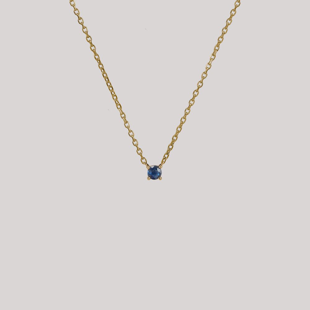 Sophie blue necklace handcraftedcph blue sapphire floating 9k solid gold necklace halskæde ren massiv guld safir elegant timeless handmade handcrafted danish design