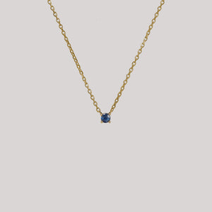 Sophie blue necklace handcraftedcph blue sapphire floating 9k solid gold necklace halskæde ren massiv guld safir elegant timeless handmade handcrafted danish design