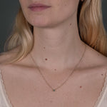 Sophie green necklace handcraftedcph green sapphire floating 9k solid gold necklace halskæde ren massiv guld safir elegant timeless handmade handcrafted danish design classic