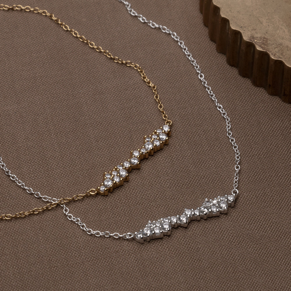 cassia necklace handcraftedcph crystals cluster organic textured zirconia sterling silver 18k gold plated halskæde sølv forgyldt handcrafted simple timeless classic stylish danish design