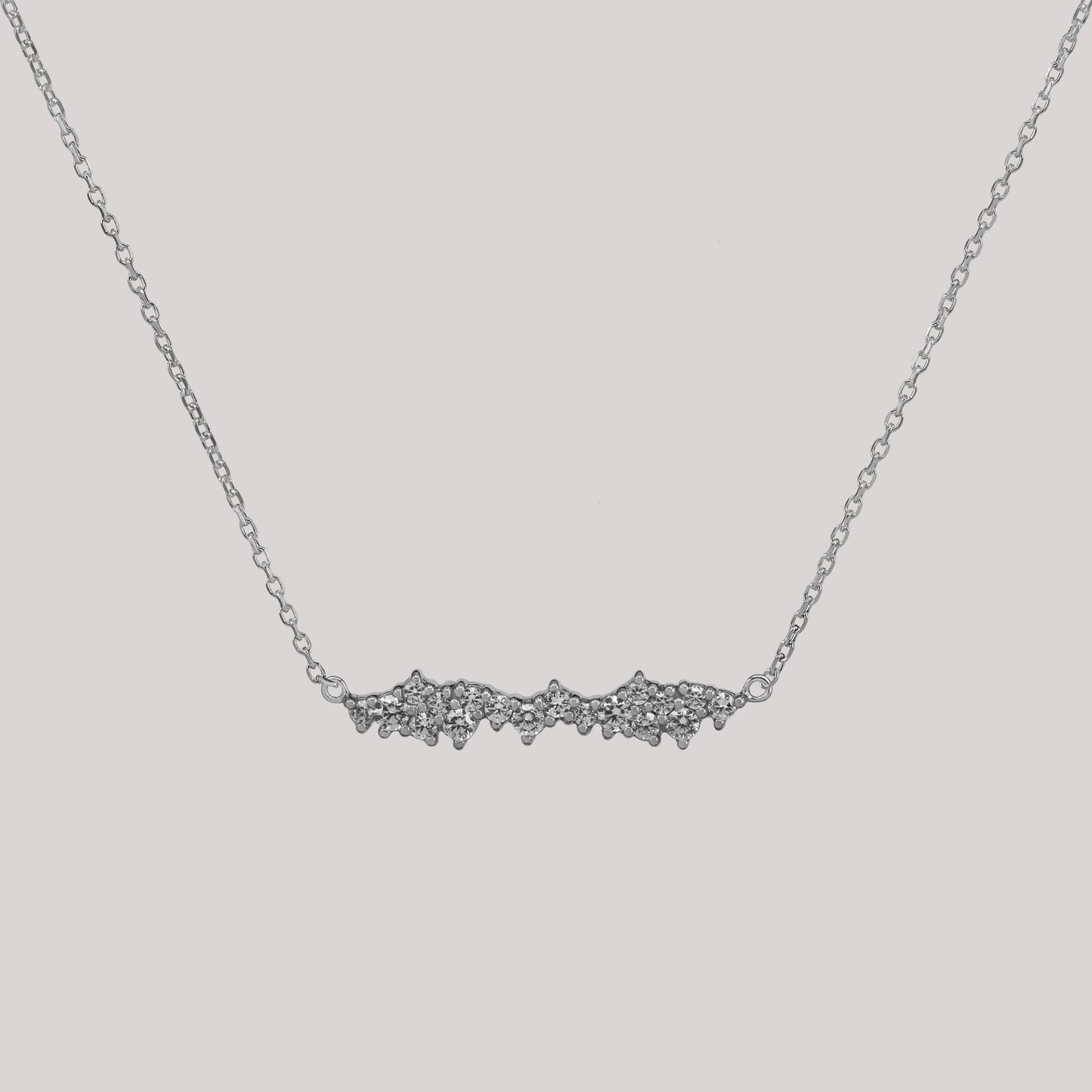 cassia necklace handcraftedcph crystals cluster organic textured zirconia sterling silver 18k gold plated halskæde sølv forgyldt handcrafted simple timeless classic stylish danish design