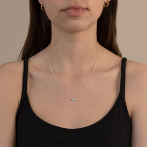 colette three stone necklace handcraftedcph silver sølv gold plated guld 18k slim chain zirconia crystals necklace halskæde danish design simple organic