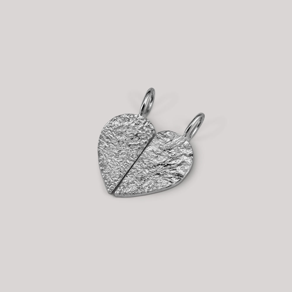 
                  
                    split heart pendants molten organic handmade sterling silver 18k gold plated knækhjerte vedhæng sølv forgyldt organic texture handcraftedcph
                  
                